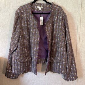 Cato NWT multicolored long sleeve jacket no closure with 2 pockets. Size 26/28W